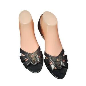 Unisa Black Open Toe Beaded Design High Heels | Women's Shoe Size 8